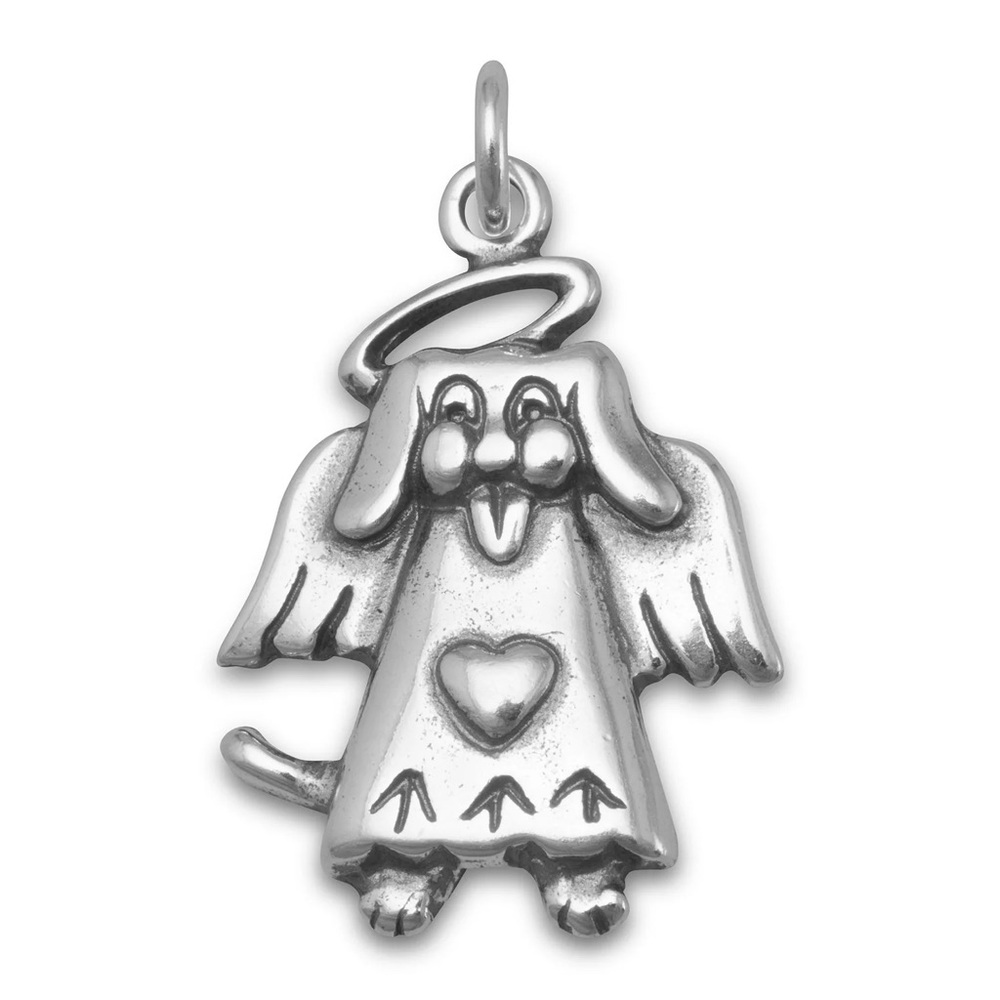 NWT - 925 Sterling Silver DOG Religious Angel Charm